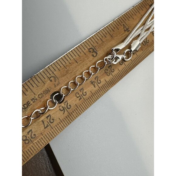 Layered Silver-Tone Textured Circle Pendant Necklace Multi Chain Minimalist - Picture 10 of 10